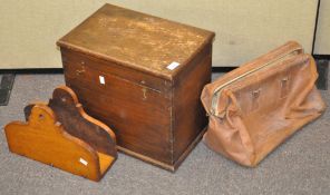 A vintage wooden storage box of rectangular form, 38cm high,