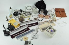 Assorted collectables, in two boxes, including a pewter hip flask,