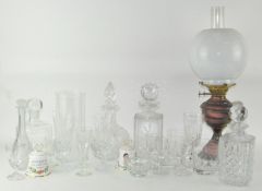 A collection of assorted glassware to include decanters,