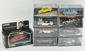 A selection of James Bond model cars, including a Corgi Classics Golden Eye Ferrari 355,