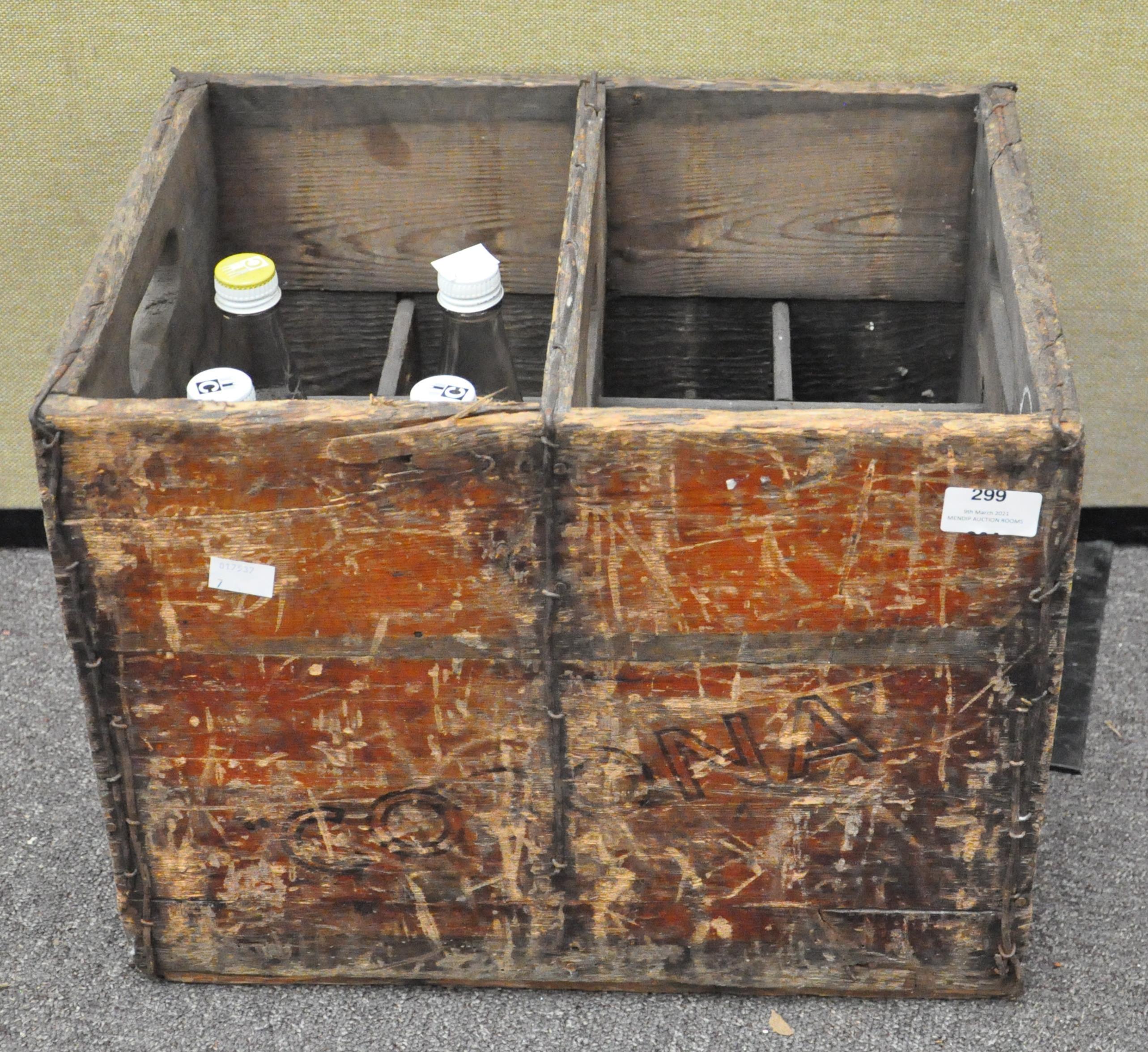 A group of 1960's Corona pop bottles with original Coronal wooden crate - Image 2 of 2