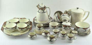 An extensive Art Deco Crown Ducal tea and coffee service,