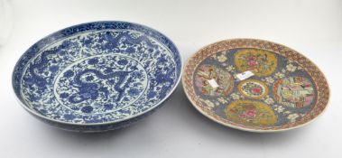Two large Chinese porcelain dishes, 20th century,