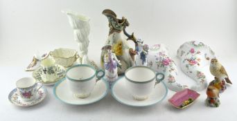 A collection of porcelain, including: a Chinese famille rose 18th century teabowl,