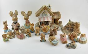 A collection of Pendelfin character rabbit figures and houses (one box),