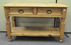 A modern two drawer hall table unit,