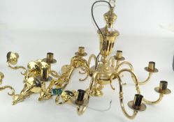 An Eight branch gilt brass chandelier, 75cm diameter,