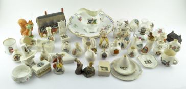 Assorted crested china and similar ceramics, including a model of a cottage,
