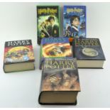 A collection of Harry Potter books,