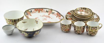 A collection of Royal Crown Derby Imari pattern porcelain, including tea cups,