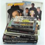 A collection of books on Pop and Rock, including 'Me and My Shadows' by Cliff Richard,