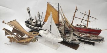 A collection of seven assorted model boats,