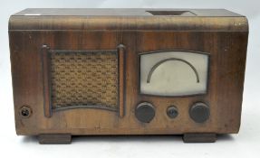 A vintage wooden cased valve radio,