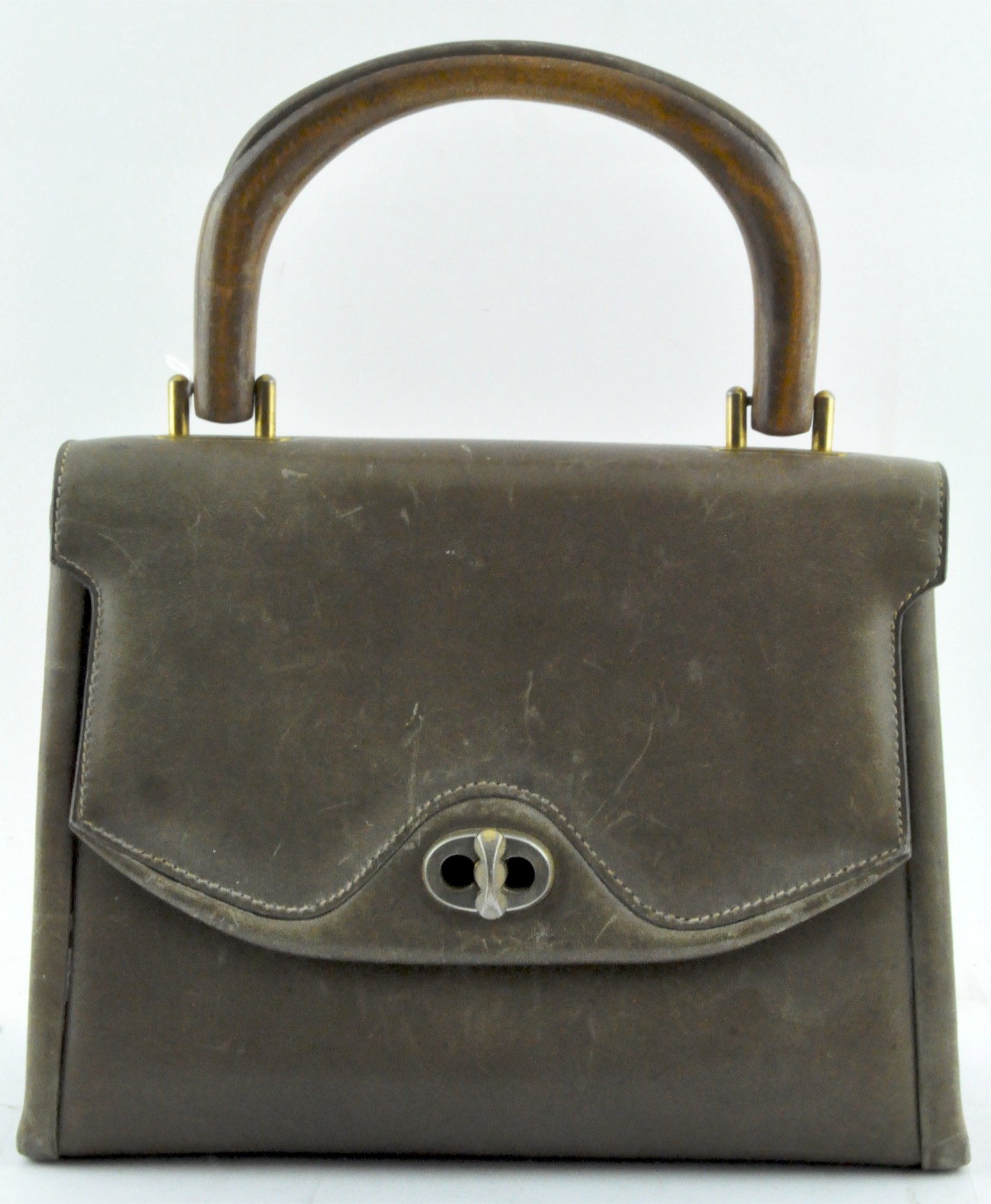 A vintage leather handbag,