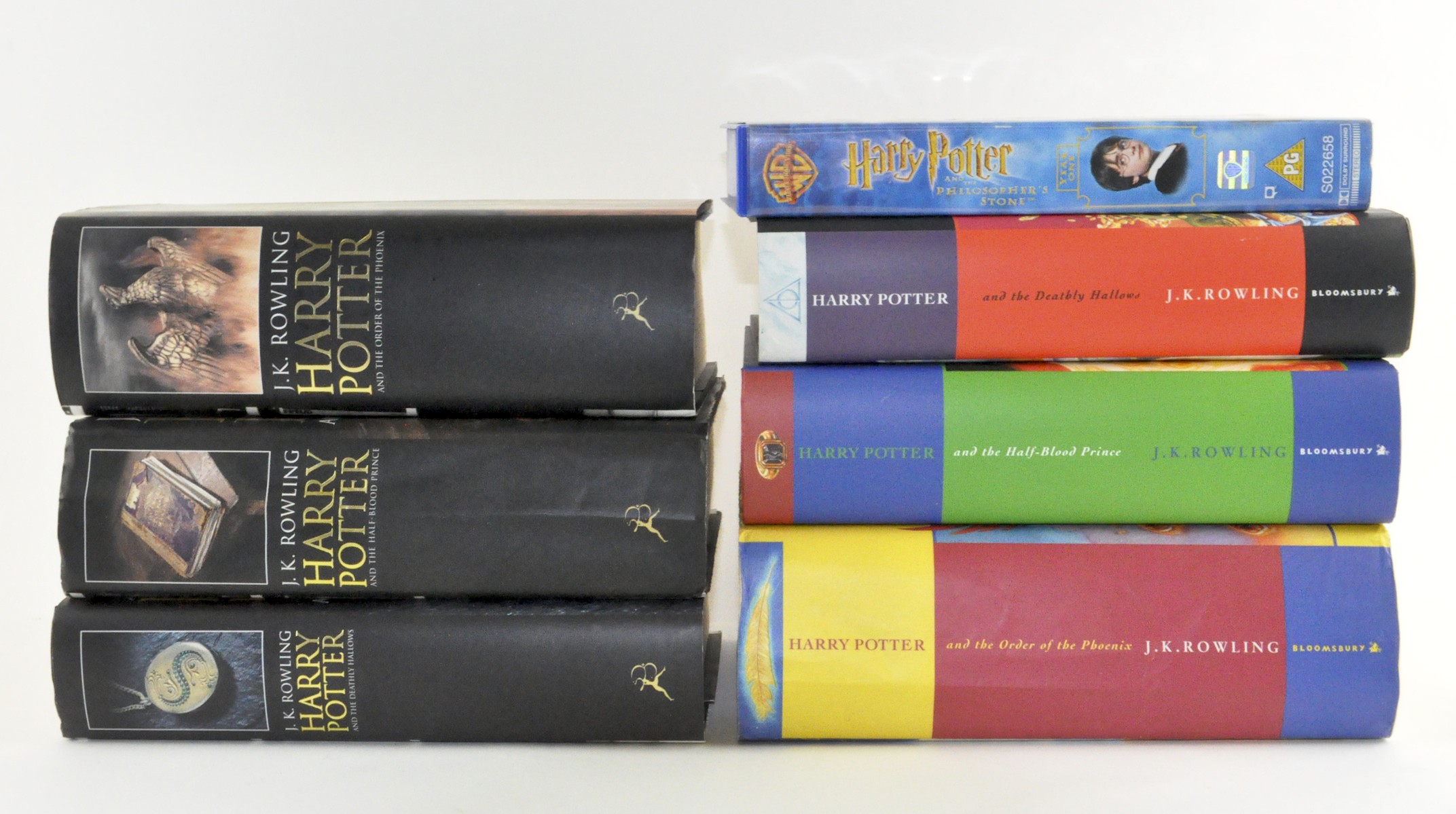 A collection of hardback First Edition Harry Potter books,