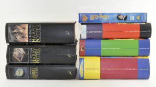 A collection of hardback First Edition Harry Potter books,
