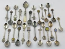 A selection of silver plate commemorative tea spoons