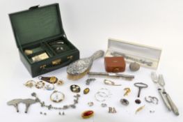 A collection of assorted silver items and costume jewellery,