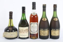 Five bottles of alcohol, to include: Delamain Cognac Pale and Dry, 40% proof,