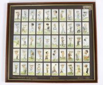 A set of 'Golfers' framed and glazed cigarette cards by Churchmans
