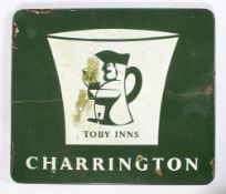 A vintage enamel Toby Inns Charrington advertising sign, of rectangular form, pierced for hanging,