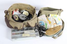 Two bags of fishing tackle including reels, floats, flies,
