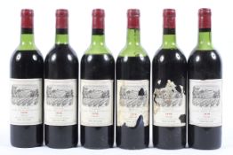 Wine: Duhart Milon Rothschild, 1976, Pauillac, Grand Cru Class, six bottles,