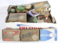 A collection of Sports related advertising packaging and tins,