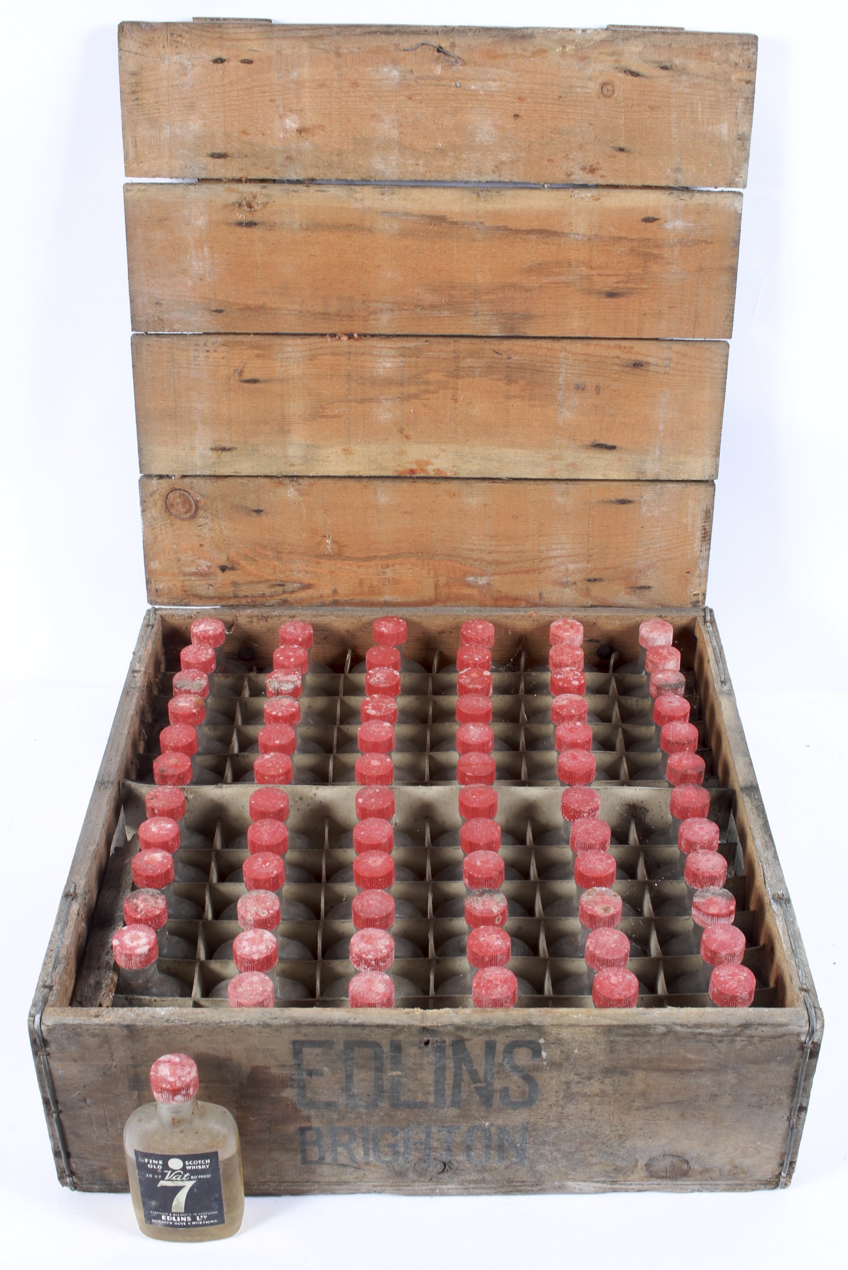 An unusual collection of 72 bottles of Edlins 'Vat 7' fine old Scotch Whisky, from Brighton,