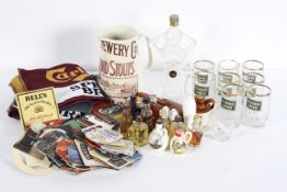 A parcel of alcohol miniatures and other related ephemera including glasses,
