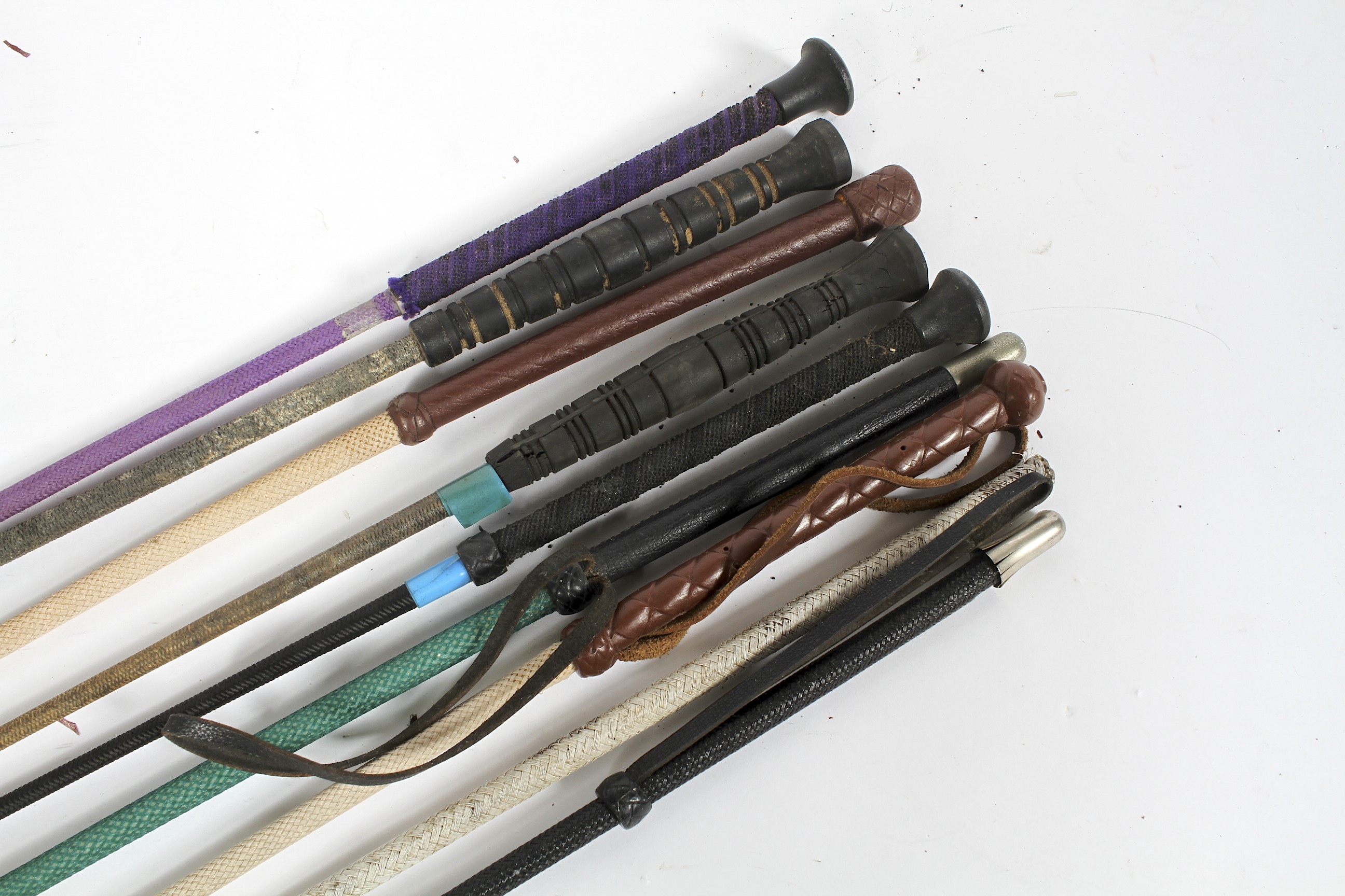 Nine riding crops, including leather mounted examples, - Image 2 of 2