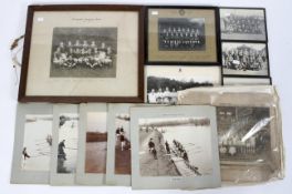 Assorted mounted photographs of Sporting groups, to include rowing (dated 1903-07),