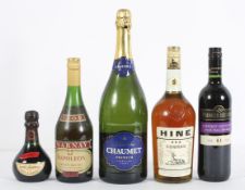 A bottle of Marney Napoleon Brandy; Hine Cognac and others
