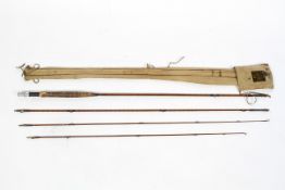 A vintage Hardy's split cane fly rod, in canvas bag, in four parts,