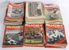 Two boxes of assorted Rugby World magazines,