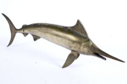 A brass model of a swordfish, 20th century,