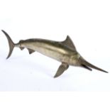 A brass model of a swordfish, 20th century,