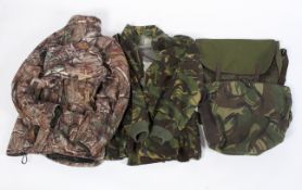 Two camouflage jackets together with two shoulder bags, the jackets by Deerhunter (Montana,