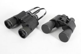 Two pairs of field binoculars, including: 'Pathescope' 10x50 and another 10x50,