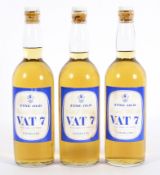 Three bottles of Edlins 'Vat 7' fine old Scotch whisky;