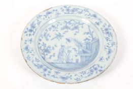 A London Delft blue and white chinoiserie charger, mid 18th century,