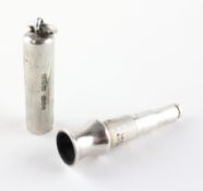 An Edwardian silver cigar piercer with original silver cover by Sampson & Mordan,