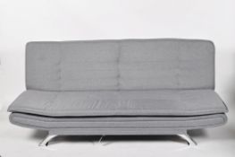 A contemporary click clack sofa bed, with grey marl upholstery and chrome legs, 85cm high,