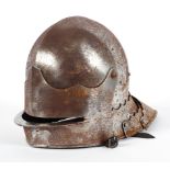 A re-enactment steel helmet with articulated visor,