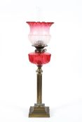 A Victorian oil lamp,