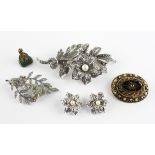 A collection of costume jewellery to include three brooches,