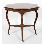 An Edwardian rosewood inlaid occasional table,of shaped octagonal form,