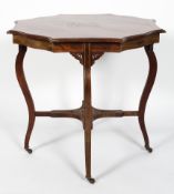 An Edwardian rosewood inlaid occasional table,of shaped octagonal form,