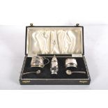 A Mappin & Webb silver cruet set, in fitted case, hallmarks for Birmingham, 1949,