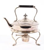 A Victorian silver-plated kettle on stand with warmer,